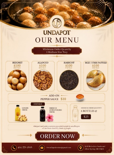 UndaPot Menu Flyer